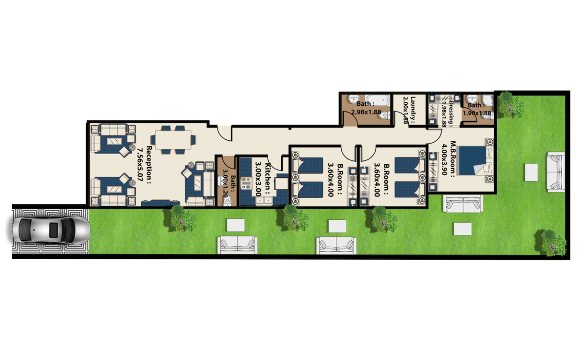 بيت الوطن الحي الثالث مشروع m110 يقع المشروع على شارع عرضه 36م بواجهة بحري، ذات تصميم عصري - مودرن